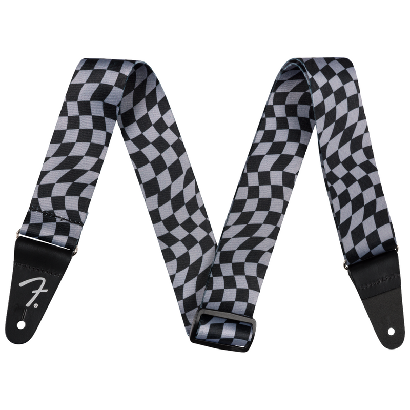 Fender Wavy Checkerboard Polyester Strap, Gray