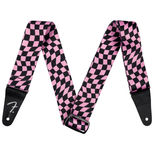 Fender Wavy Checkerboard Polyester Strap, Pink