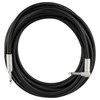 Fender 18.6 Foot Professional Series Kill Switch Instrument Cable, Straight/Angle, Black