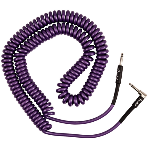 Fender J Mascis 30' Coiled Instrument Cable, Straight/Angled, Purple