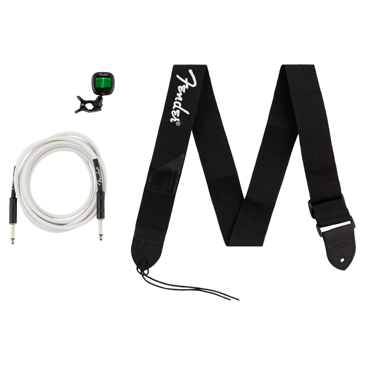 Fender Accessory Essentials Pack w/Cable, Clip On Tuner, Strap