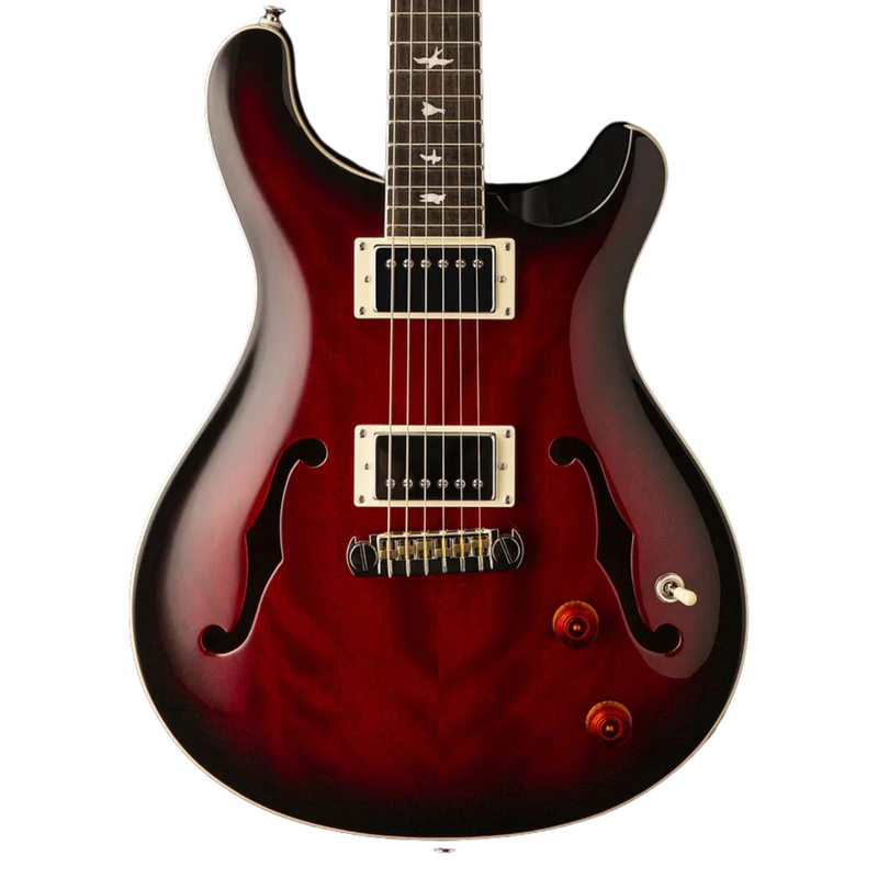PRS SE Hollowbody Standard Electric Guitar, Fire Red Burst w/ Hardshell Case