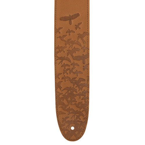 PRS 2.5" Leather Bird Swarm Guitar Strap, Tan
