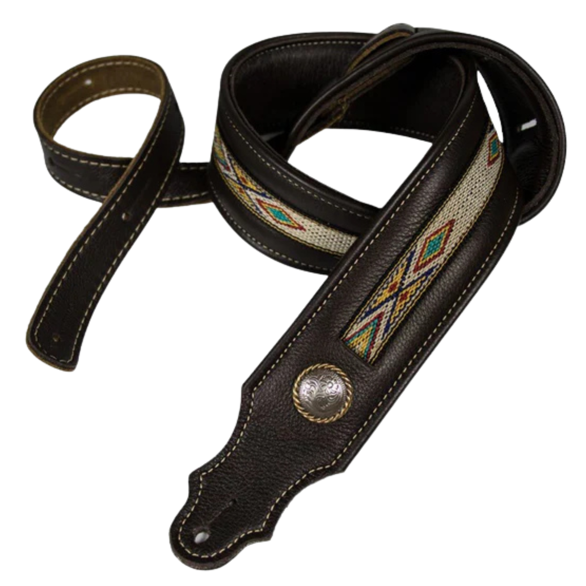 Franklin Strap 2" Southwest Padded Hitch Weave Guitar Strap, Chocolate