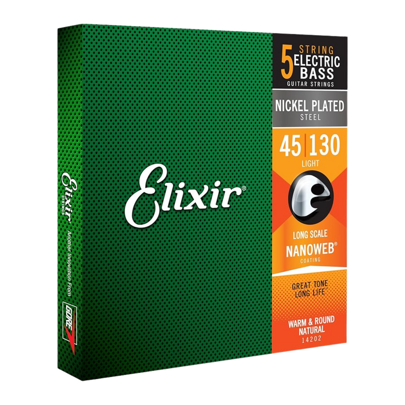 Elixir 5-String Bass, 45-130 Nanoweb Bass Guitar Strings