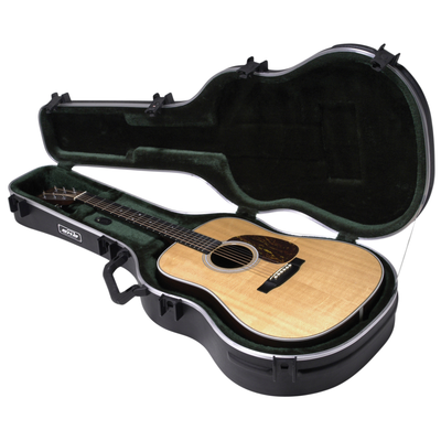 SKB Hardshell Deluxe Case for Dreadnought Acoustic Guitars, TSA Latch Over-Molded Handle