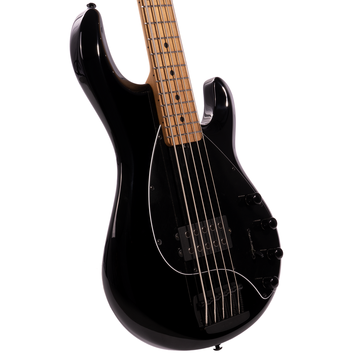 Music Man StingRay Special 5 Bass Guitar, Roasted Maple Neck, Black With Mono Bag