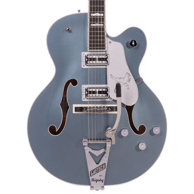 Gretsch G6136T Limited Edition 140th Double Platinum Falcon Electric Guitar, Ebony, Two-Tone Platinum/Pure Platinum