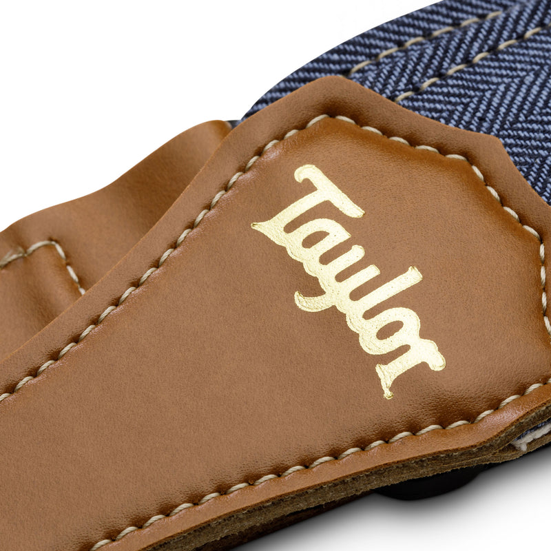Taylor Vegan Guitar Strap, Herringbone Hemp Cotton, Blue