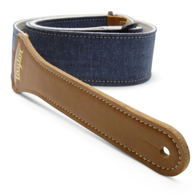 Taylor Vegan Guitar Strap, Herringbone Hemp Cotton, Blue