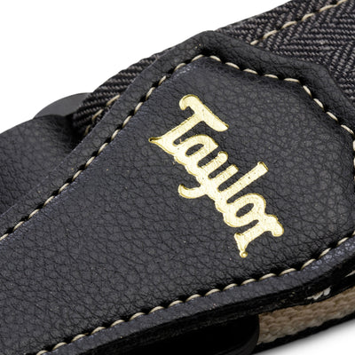 Taylor Vegan Guitar Strap, Herringbone Hemp Cotton, Black