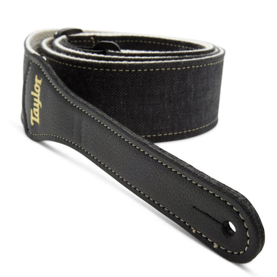 Taylor Vegan Guitar Strap, Herringbone Hemp Cotton, Black