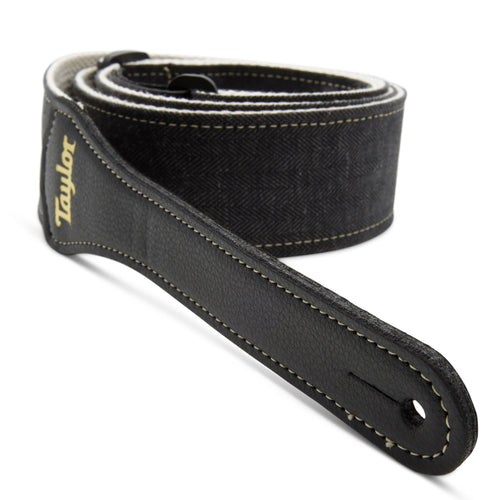 Taylor Vegan Guitar Strap, Herringbone Hemp Cotton, Black