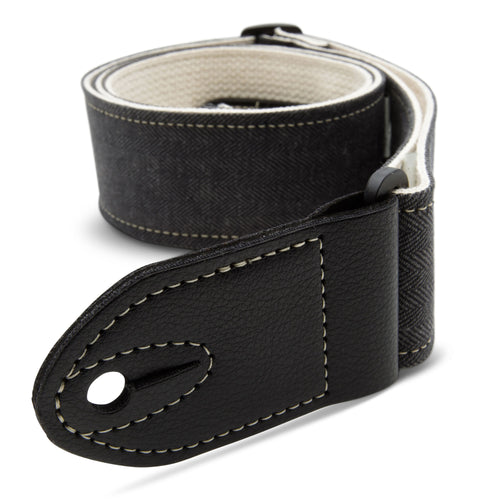 Taylor Vegan Guitar Strap, Herringbone Hemp Cotton, Black