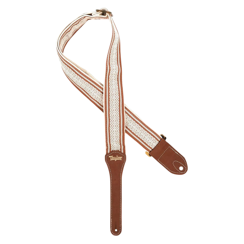 Taylor Academy Strap, Jacquard Cotton, 2 Inch, White/Brown