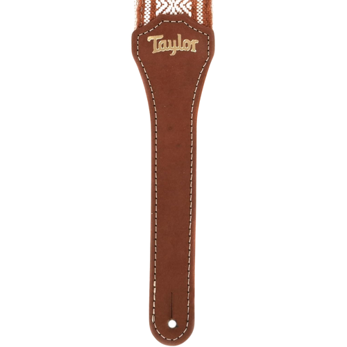 Taylor Academy Strap, Jacquard Cotton, 2 Inch, White/Brown