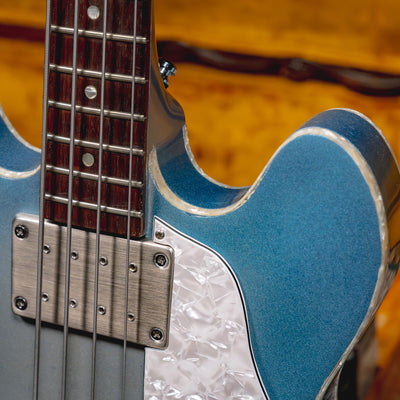 1966 Gibson EB-2D Bass Guitar, Sky Blue Burst Refin w/ HSC - Used