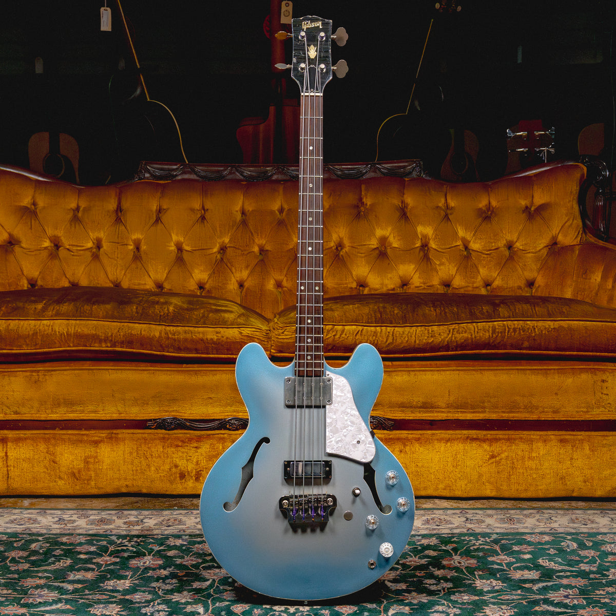 1966 Gibson EB-2D Bass Guitar, Sky Blue Burst Refin w/ HSC - Used