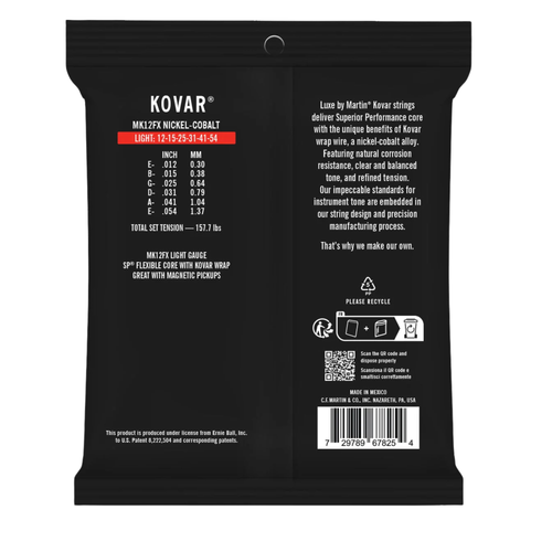 Luxe Flexcore by Martin Kovar Acoustic Guitar Strings, Light Gauge, 12-54