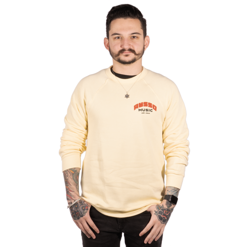 Russo Music Crew Neck Sweatshirt, Black and Red on French Vanilla