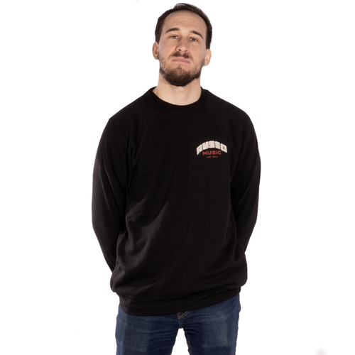 Russo Music Crew Neck Sweatshirt, Red and Cream on Black