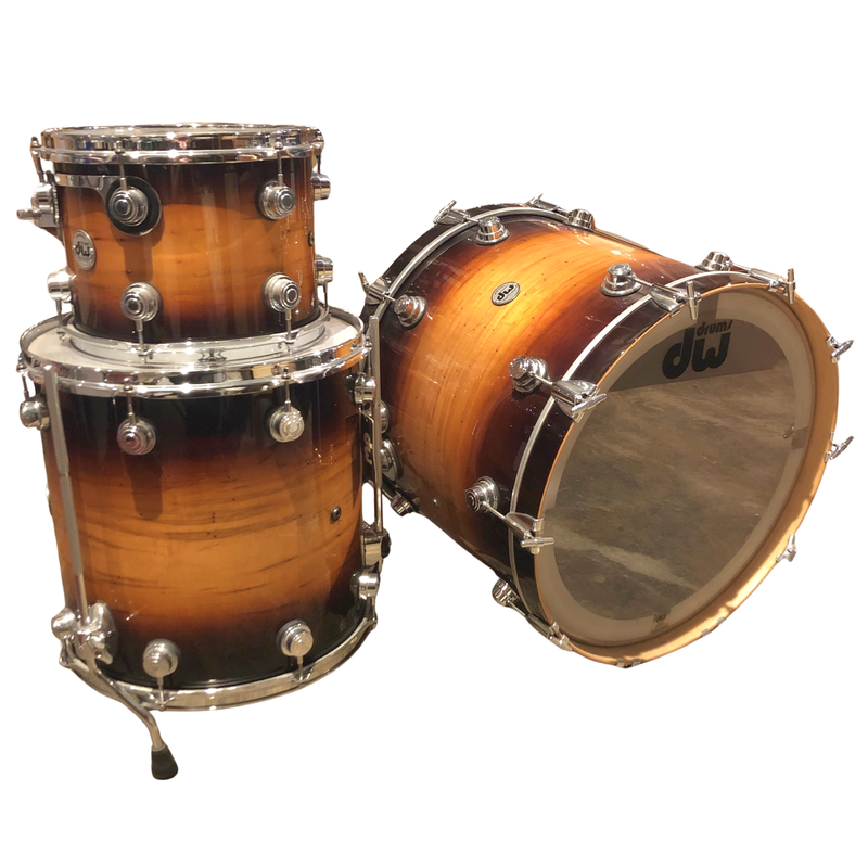 dw collectors series tobacco burst MSI DRXKIT Collector's Maple 4-Piece Shell Pack, Lacquer over African Chenchen, Chrome Hardware DW drums DW Collector's Maple Amber to