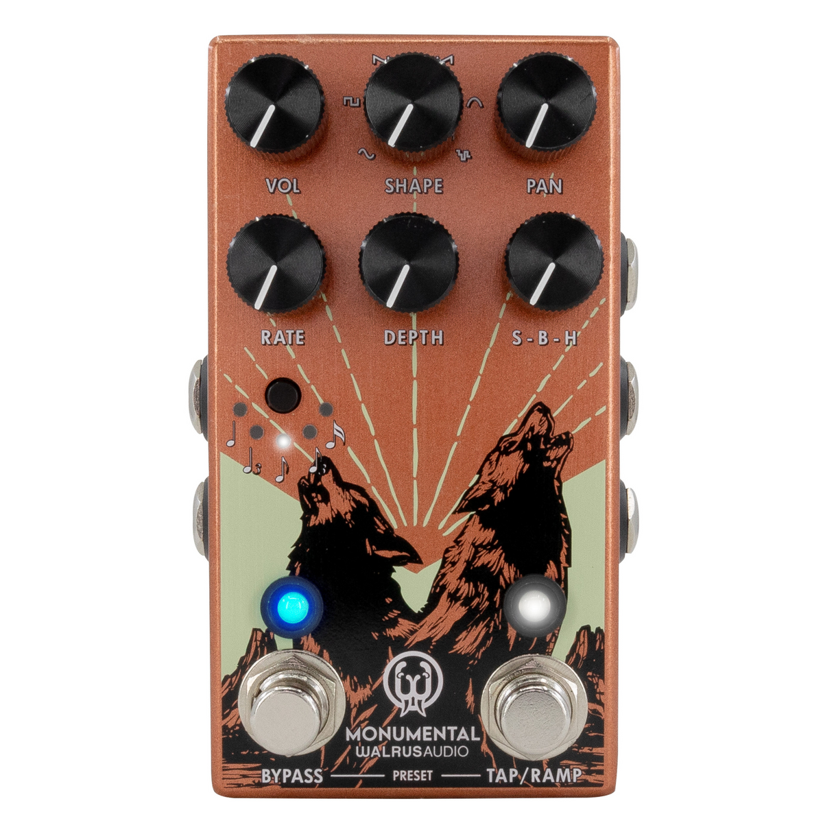 Walrus Audio Monumental Stereo Harmonic Tap Tremolo Effect Pedal, Orange