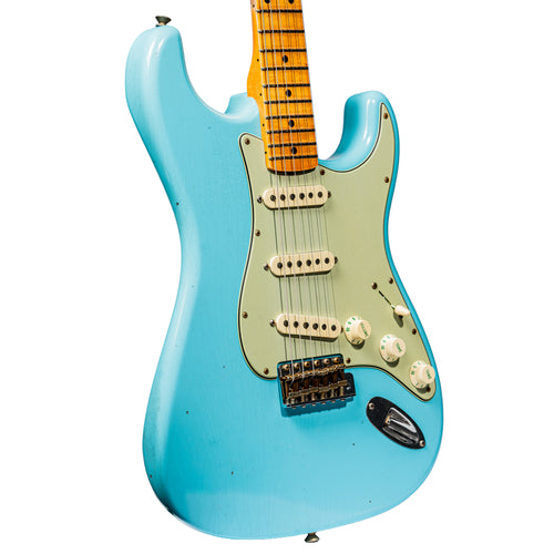 Fender Custom Shop '59 Stratocaster Journeyman Relic Electric Guitar, Faded Aged Daphne Blue