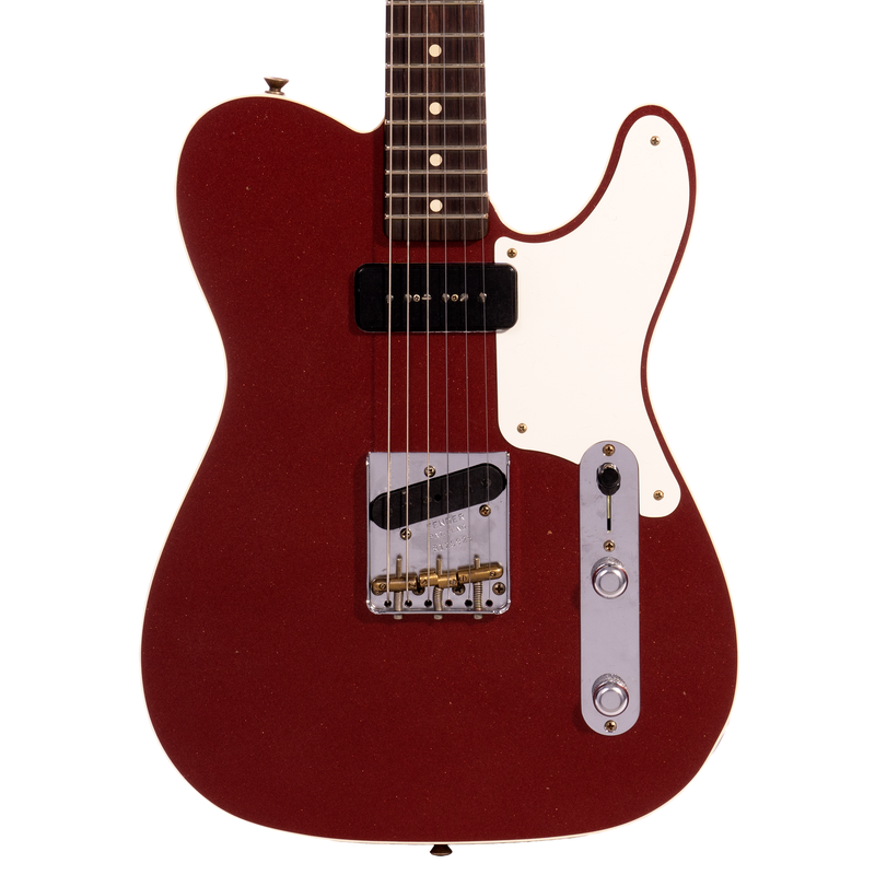 Fender Custom Shop P-90 Mahogany Telecaster Journeyman Relic, Aged Firemist Red Top Natural Back and Sides