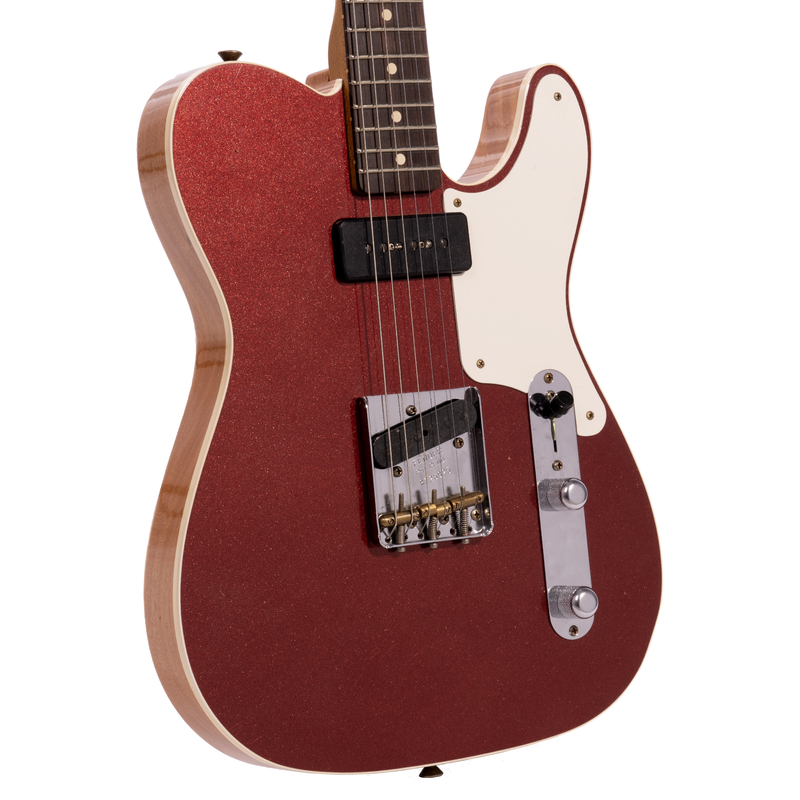 Fender Custom Shop P-90 Mahogany Telecaster Journeyman Relic, Aged Firemist Red Top Natural Back and Sides