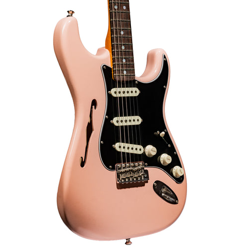 Fender Custom Shop Postmodern Thinline Stratocaster DLX Closet Classic Electric Guitar, Aged Shell Pink