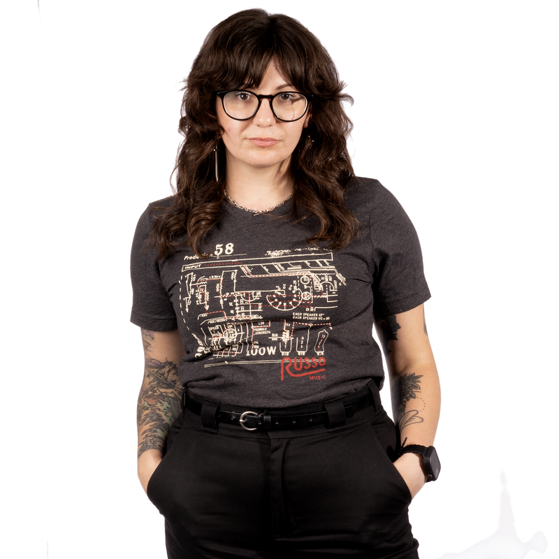 Russo Music 'Schematic' T Shirt, Heather Graphite