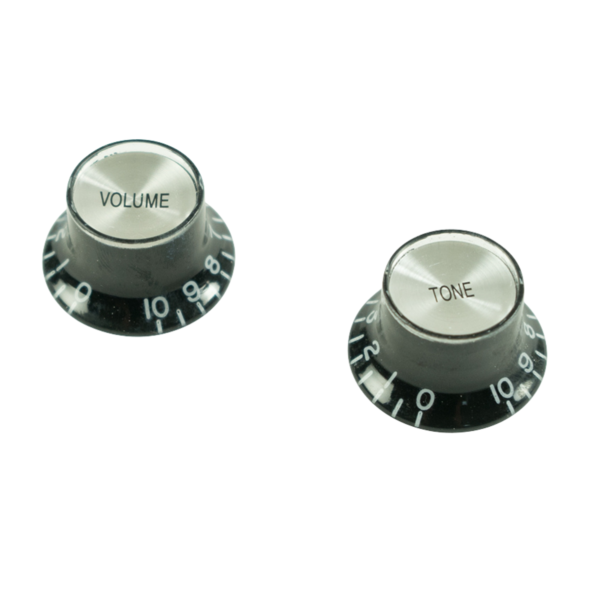 WD Left Hand Bell Knob, Set of 2, Black w/ Silver Top