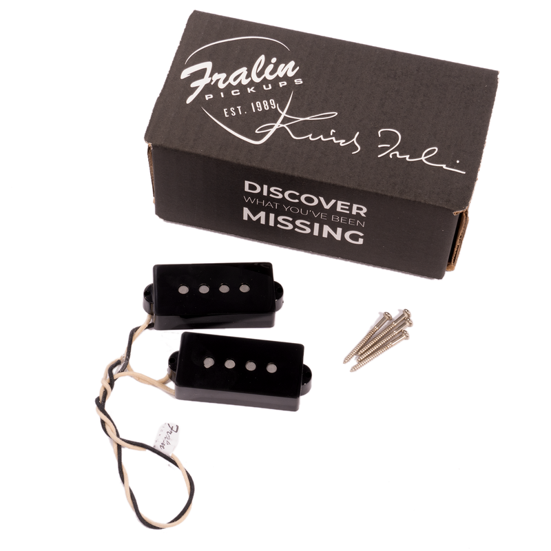 Fralin P Bass Style Bass Guitar Pickup Set, Stock Output, Black Covers