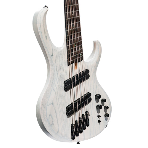 Ibanez BTB865MS Bass Workshop 5-String Multi Scale Electric Bass Guitar, Transparent White Flat