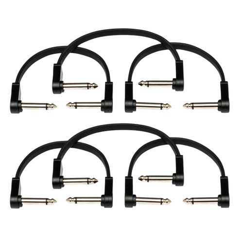 Hosa Flat Right-Angle Guitar Patch Cable 6" 6-Pack, Black