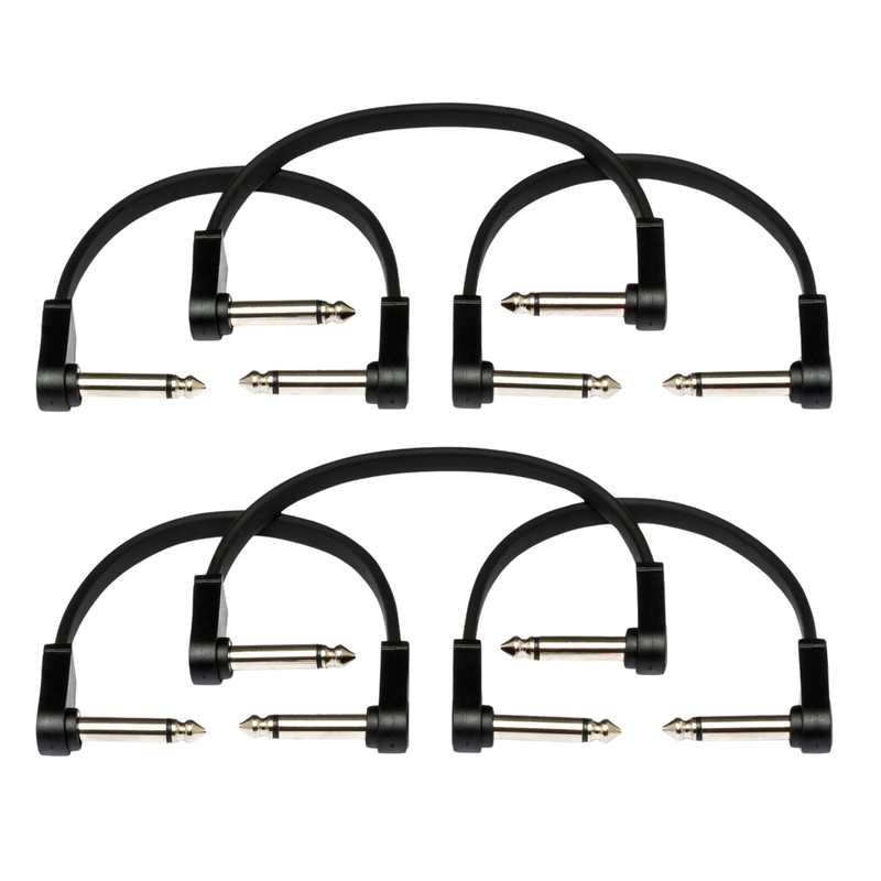 Hosa Flat Right-Angle Guitar Patch Cable 6" 6-Pack, Black