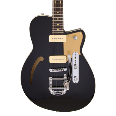 2024 Reverend Club King 290 Semi-Hollow Electric Guitar, Rosewood Fingerboard, Midnight Black w/Bigsby