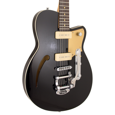 2024 Reverend Club King 290 Semi-Hollow Electric Guitar, Rosewood Fingerboard, Midnight Black w/Bigsby