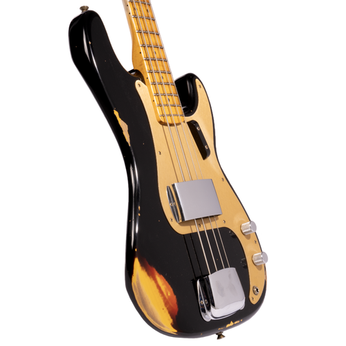 Fender Custom Shop Limited Edition '58 Precision Bass Relic, Aged Black Over Chocolate 3-Color Sunburst