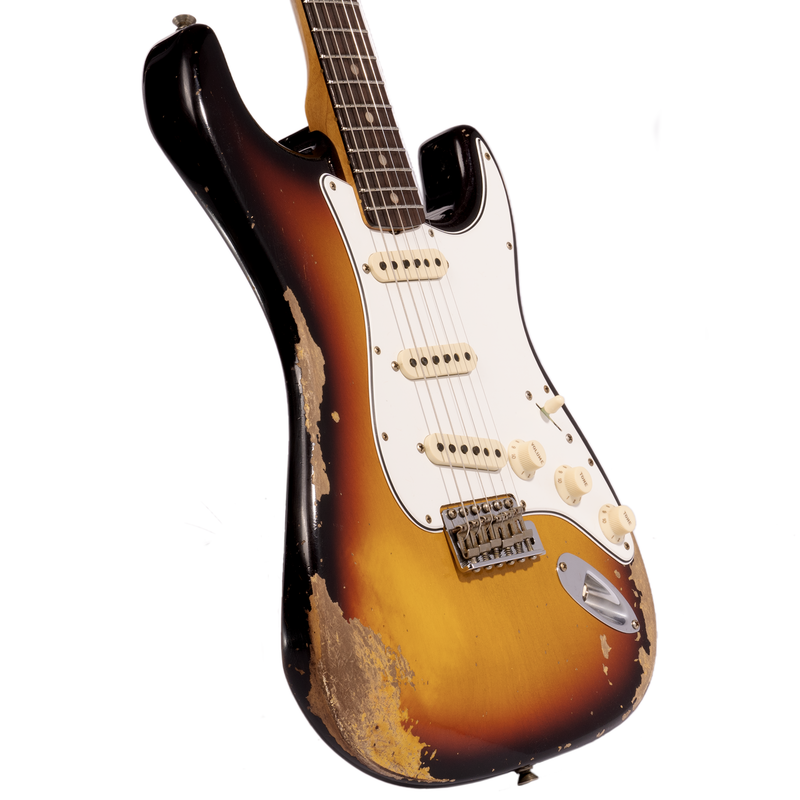 Fender Custom Shop '67 Stratocaster Electric Guitar Heavy Relic, Faded Aged 3-Color Sunburst