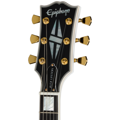 Epiphone Alex Lifeson 1976 ES-355 Reissue Semi-Hollow Electric Guitar, Alpine White