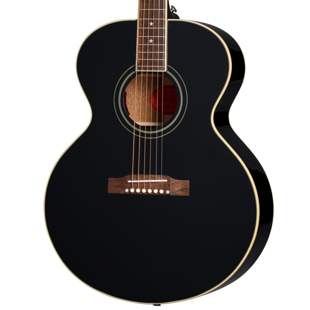 Epiphone J-180 LS Acoustic-Electric Guitar, Ebony w/Hard Case