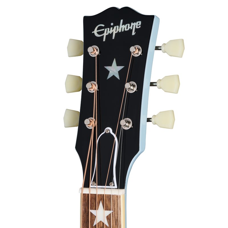 Epiphone J-180 LS Acoustic-Electric Guitar, Frost Blue w/Hard Case