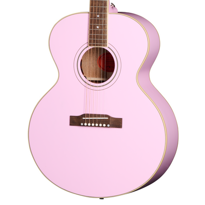 Epiphone J-180 LS Acoustic-Electric Guitar, Pink w/Hard Case