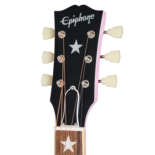 Epiphone J-180 LS Acoustic-Electric Guitar, Pink w/Hard Case