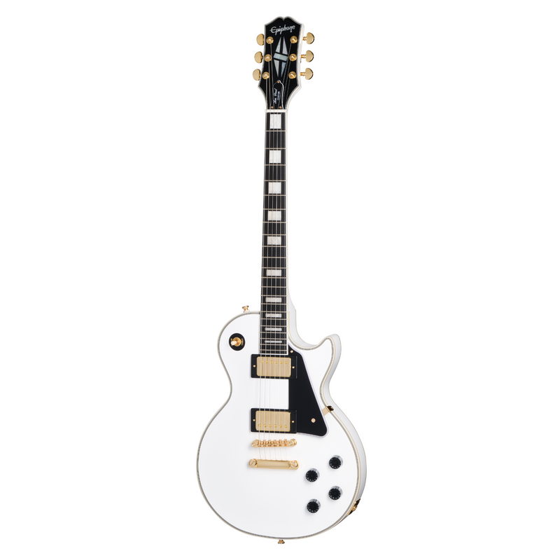 Epiphone Les Paul Custom Electric Guitar, Alpine White w/Premium Gig Bag