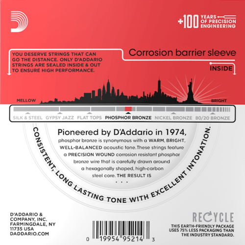 D'Addario 10-Pack EJ17 Phosphor Bronze, Medium, 13-56