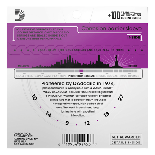 D'Addario High Strung Nashville Acoustic Guitar Strings, 10-27