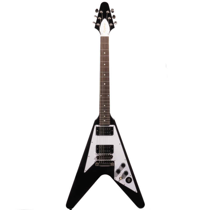 Epiphone Kirk Hammett '79 Flying V Electric Guitar, Ebony, w/ Hard Case